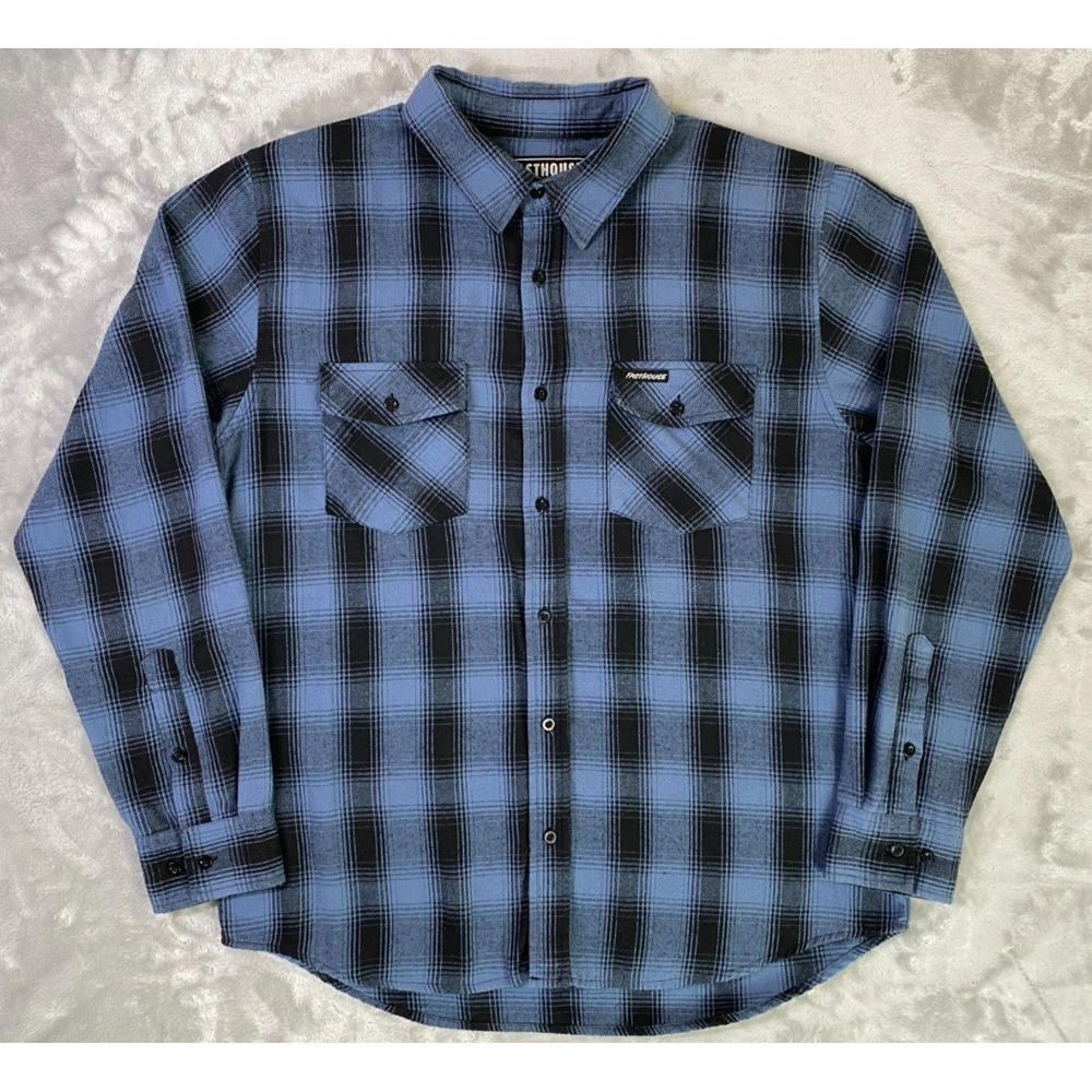Fasthouse Saturday Night Special Flannel Mens XL Blue Black Plaid Workwear Shirt